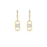 Emerald Shaped Lab Grown Diamond (F/VS) Paperclip Dangle Earrings in 14K Gold
