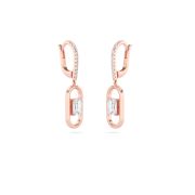 Emerald Shaped Lab Grown Diamond (F/VS) Paperclip Dangle Earrings in 14K Gold