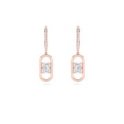 Emerald Shaped Lab Grown Diamond (F/VS) Paperclip Dangle Earrings in 14K Gold