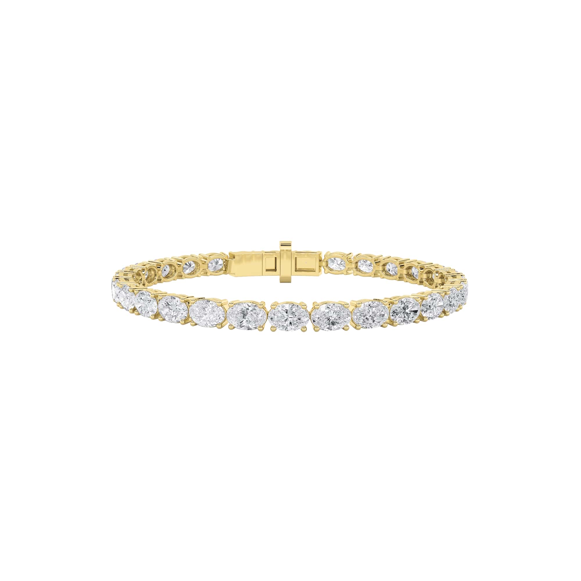 Oval Shaped Lab Grown Diamond (F/VS) Classic Line Bracelet in 14K Gold
