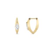 Marquise Shaped Lab Grown Diamond (F/VS) Solitaire Huggie Earrings in 14K Gold