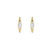 Marquise Shaped Lab Grown Diamond (F/VS) Solitaire Huggie Earrings in 14K Gold