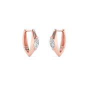 Marquise Shaped Lab Grown Diamond (F/VS) Solitaire Huggie Earrings in 14K Gold
