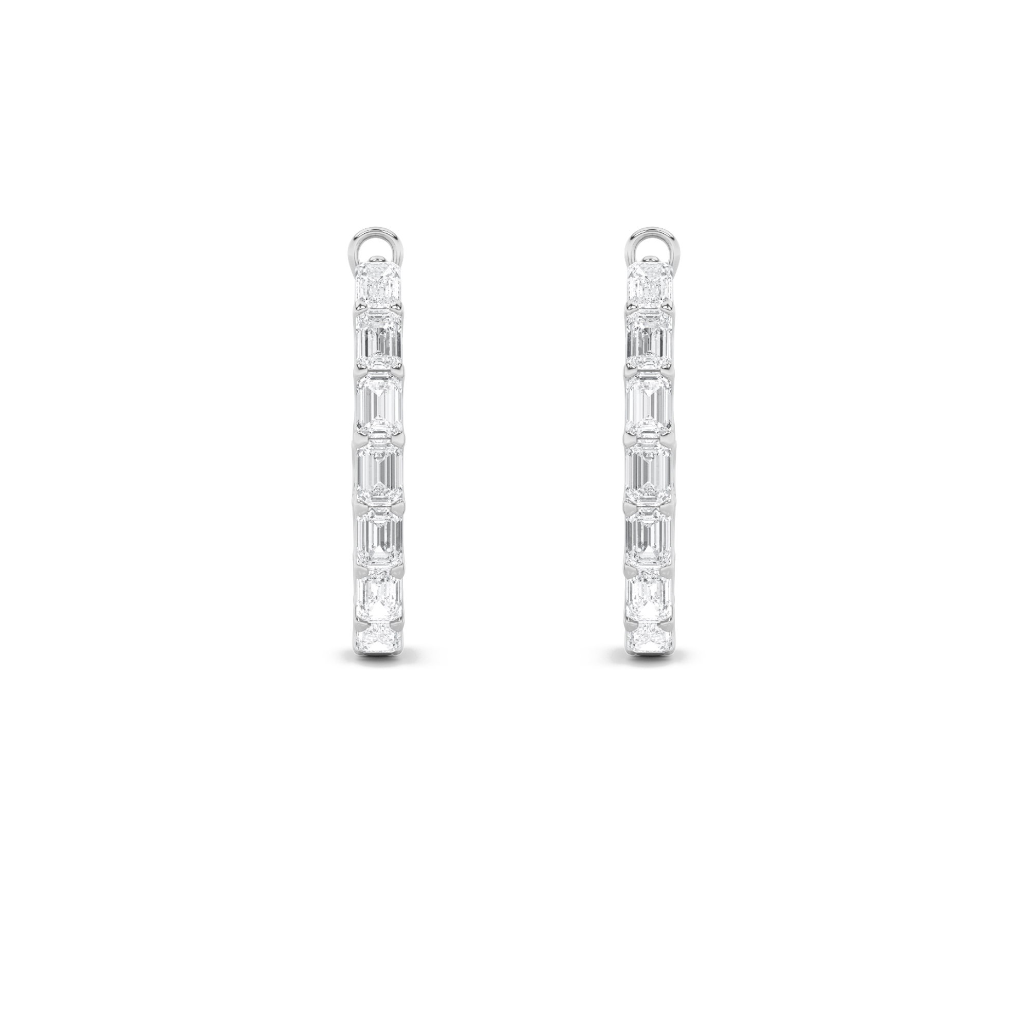 Emerald Shaped Lab Grown Diamond (G/VS) Inside Out Hoop Earrings in 14K Gold