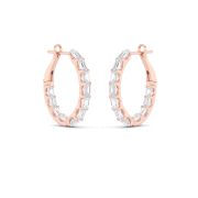 Emerald Shaped Lab Grown Diamond (G/VS) Inside Out Hoop Earrings in 14K Gold
