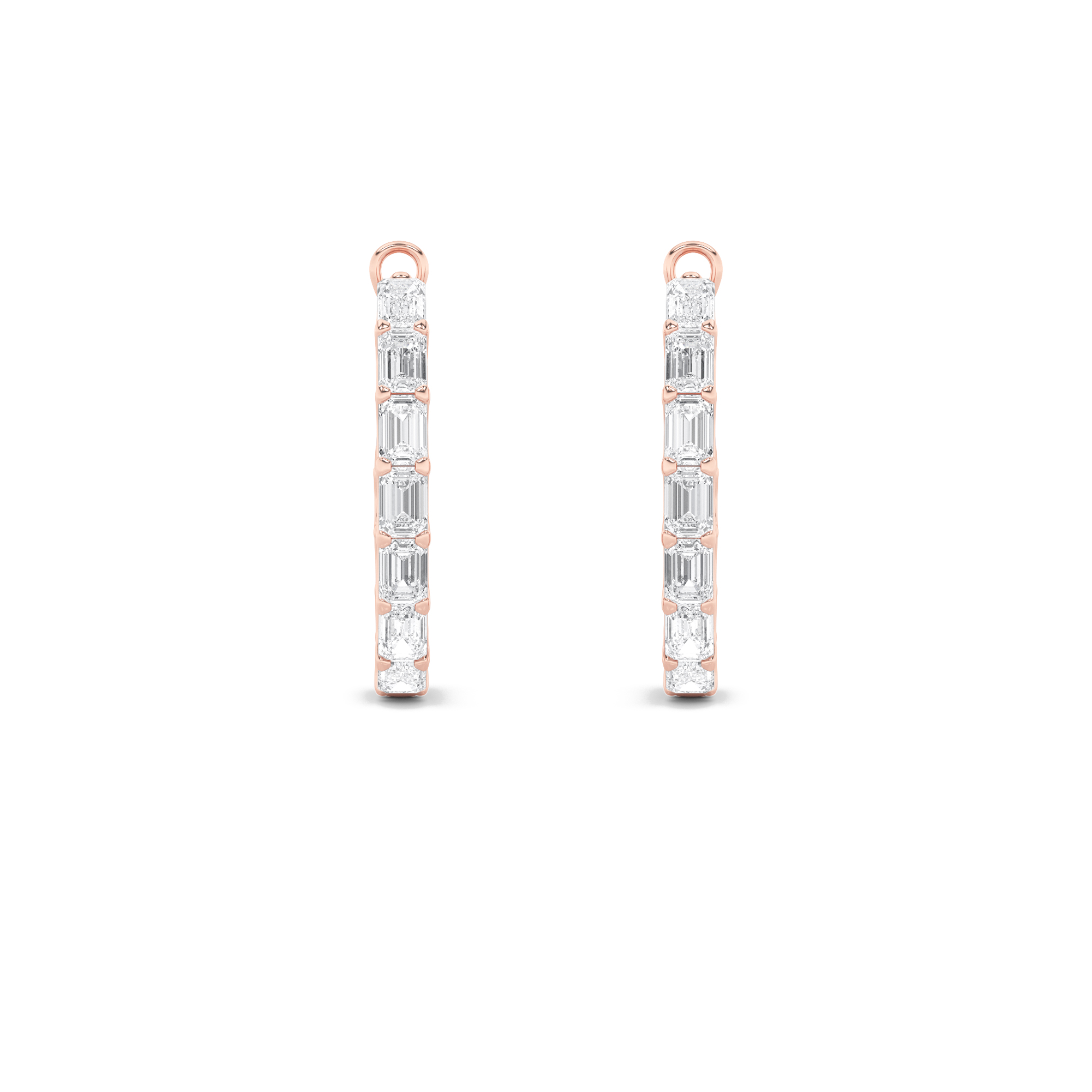 Emerald Shaped Lab Grown Diamond (G/VS) Inside Out Hoop Earrings in 14K Gold