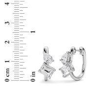 Emerald Shaped Lab Grown Diamond (F/VS) Toi et Moi Huggie Earrings in 14K Gold