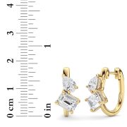 Emerald Shaped Lab Grown Diamond (F/VS) Toi et Moi Huggie Earrings in 14K Gold