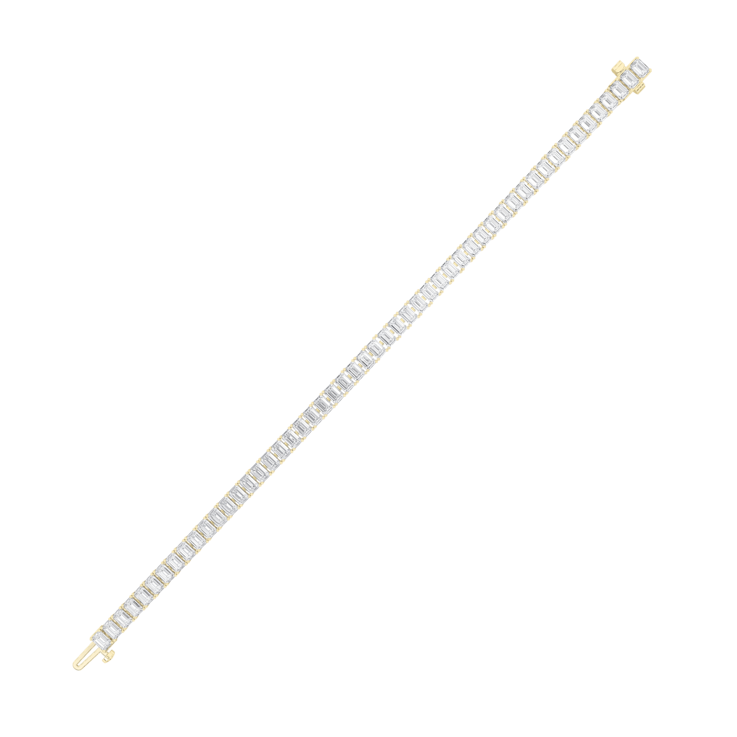 Emerald Shaped Lab Grown Diamond (F/VS) East West Line Bracelet in 14K Gold