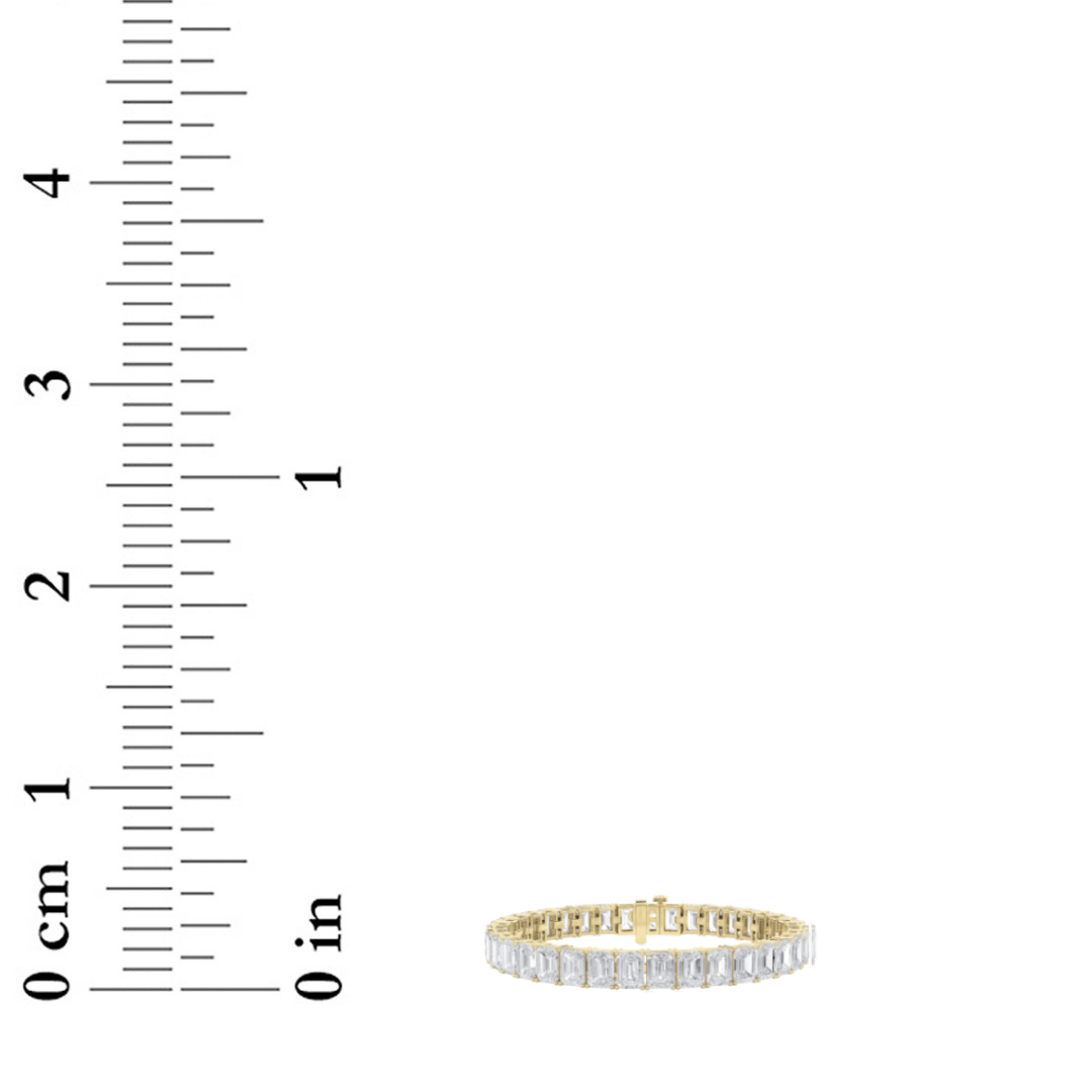 Emerald Shaped Lab Grown Diamond (F/VS) East West Line Bracelet in 14K Gold