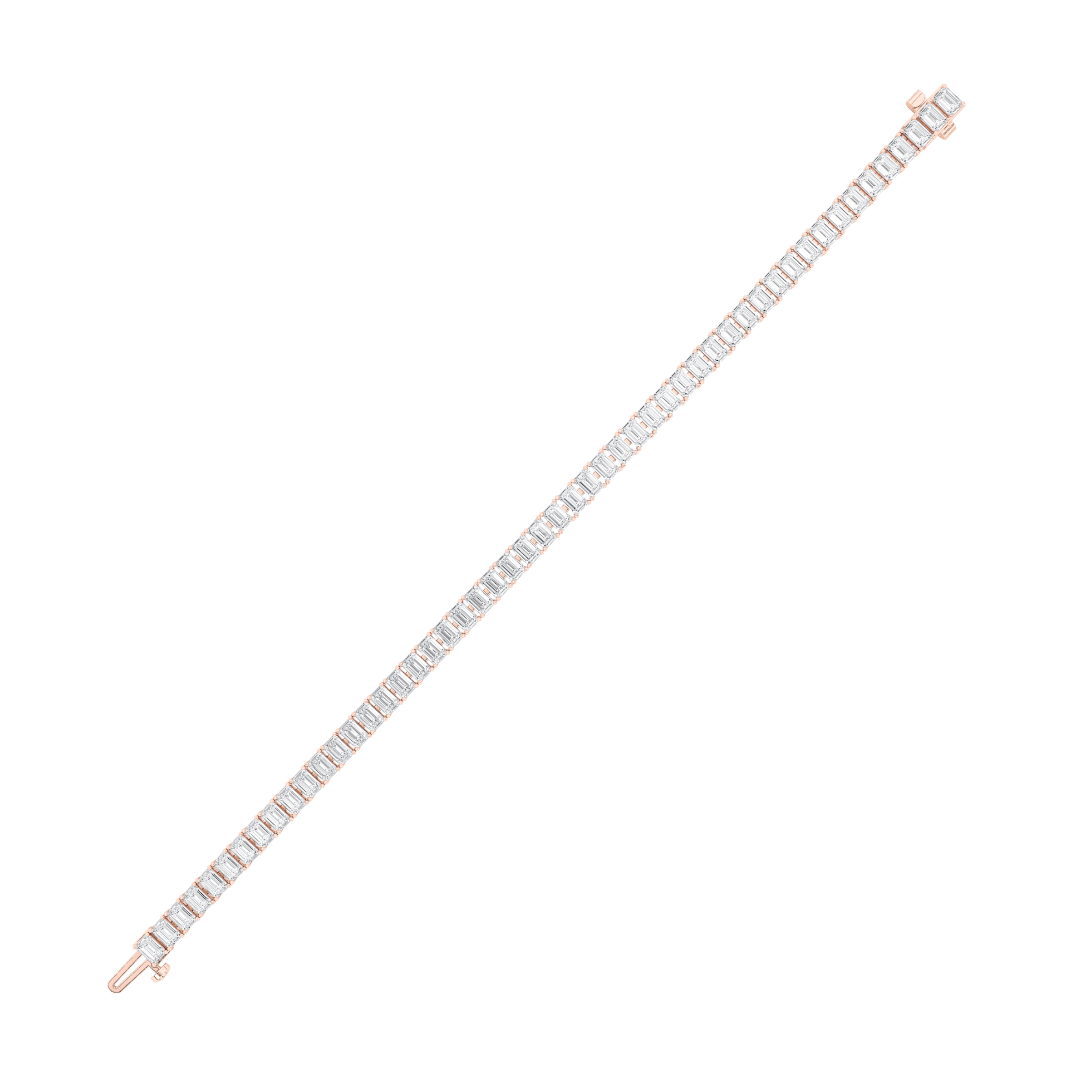 Emerald Shaped Lab Grown Diamond (F/VS) East West Line Bracelet in 14K Gold