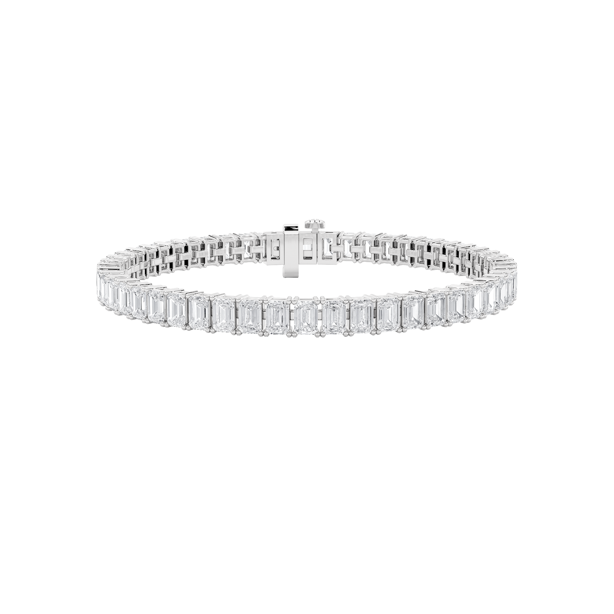 Emerald Shaped Lab Grown Diamond (F/VS) East West Line Bracelet in 14K Gold