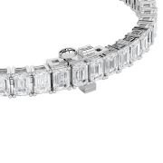 Emerald Shaped Lab Grown Diamond (F/VS) East West Line Bracelet in 14K Gold