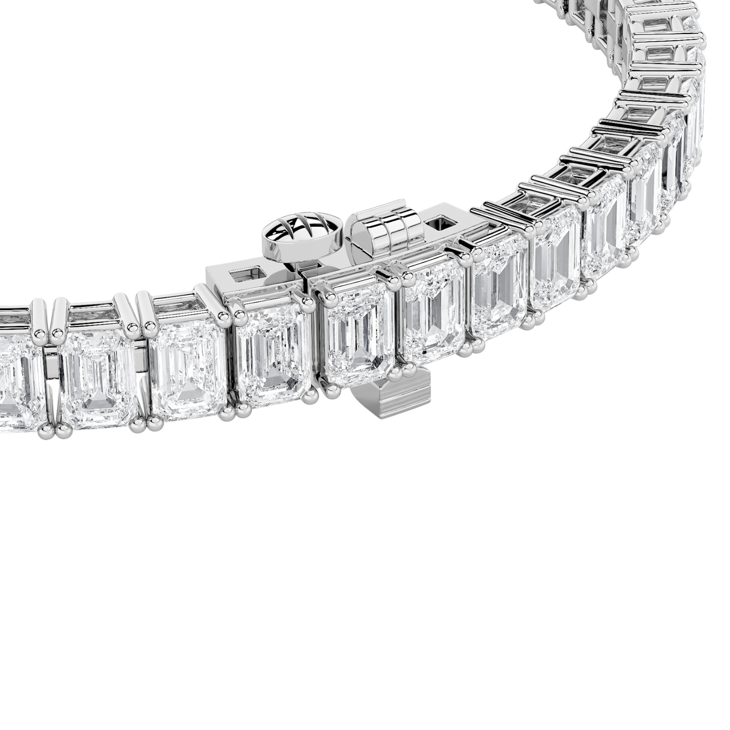 Emerald Shaped Lab Grown Diamond (F/VS) East West Line Bracelet in 14K Gold