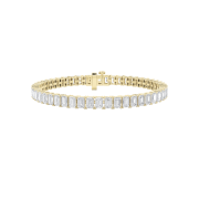 Emerald Shaped Lab Grown Diamond (F/VS) East West Line Bracelet in 14K Gold
