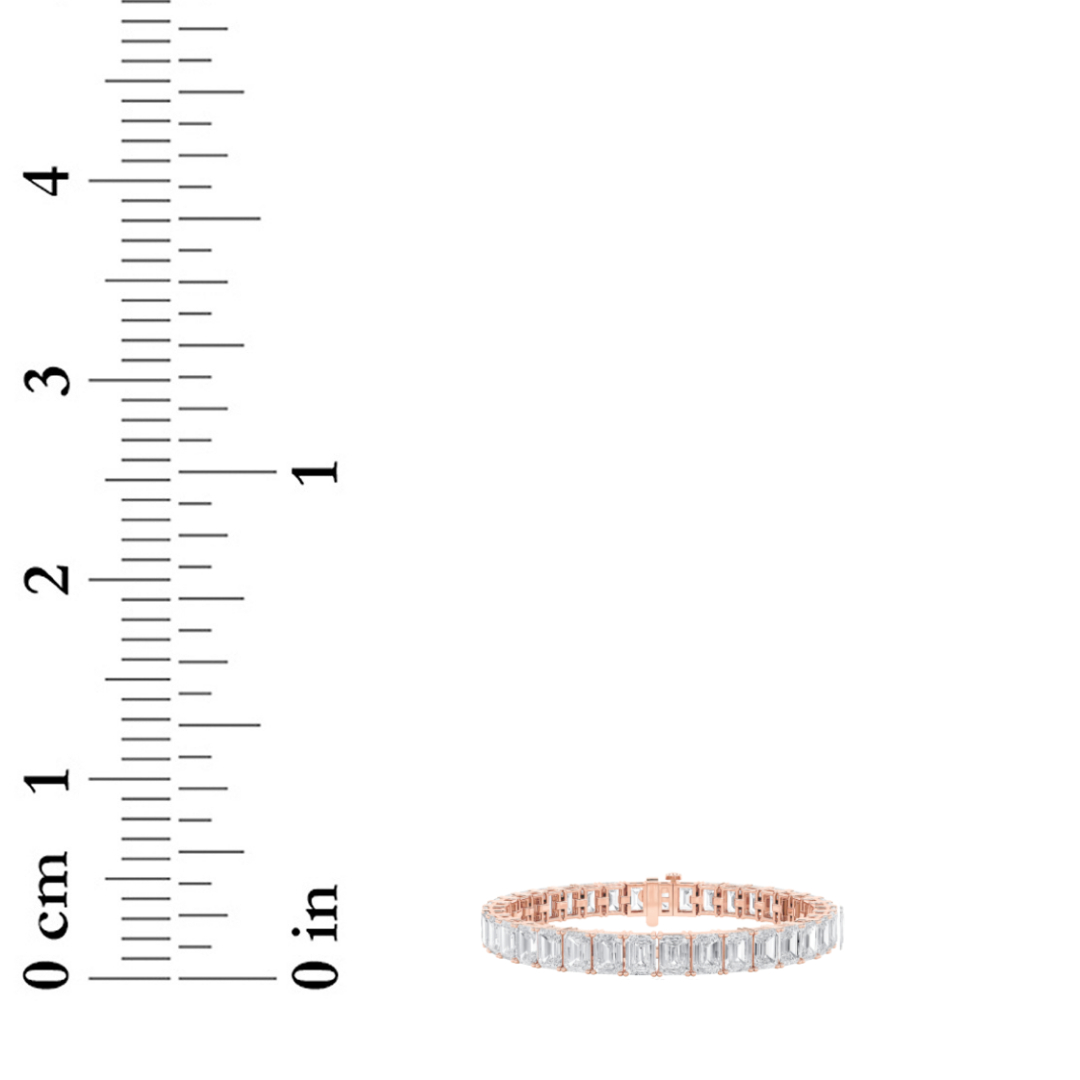 Emerald Shaped Lab Grown Diamond (F/VS) East West Line Bracelet in 14K Gold