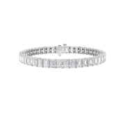 Emerald Shaped Lab Grown Diamond (F/VS) East West Line Bracelet in 14K Gold