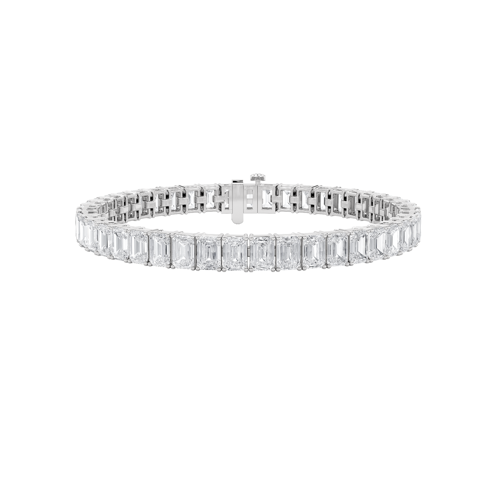 Emerald Shaped Lab Grown Diamond (F/VS) East West Line Bracelet in 14K Gold