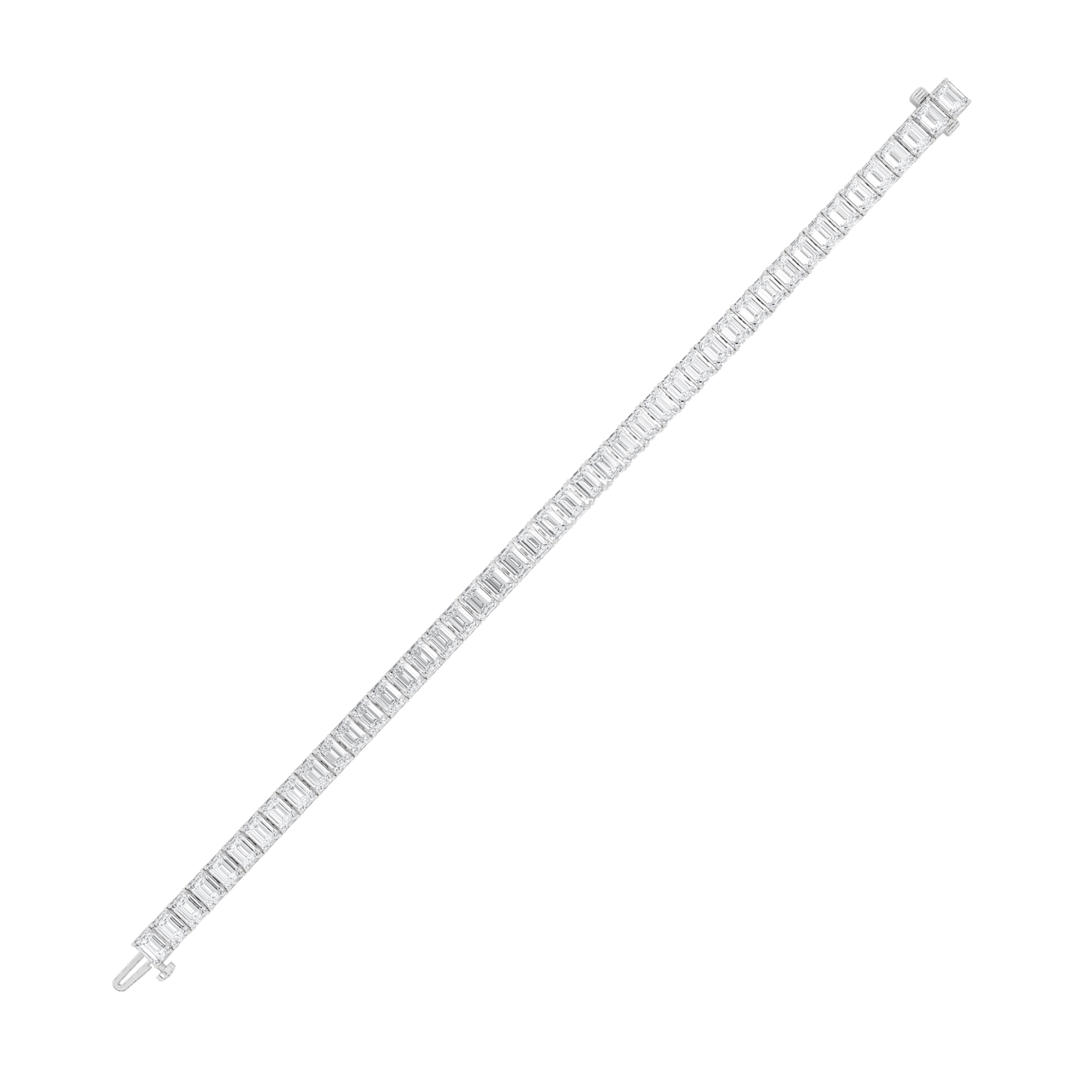 Emerald Shaped Lab Grown Diamond (F/VS) East West Line Bracelet in 14K Gold