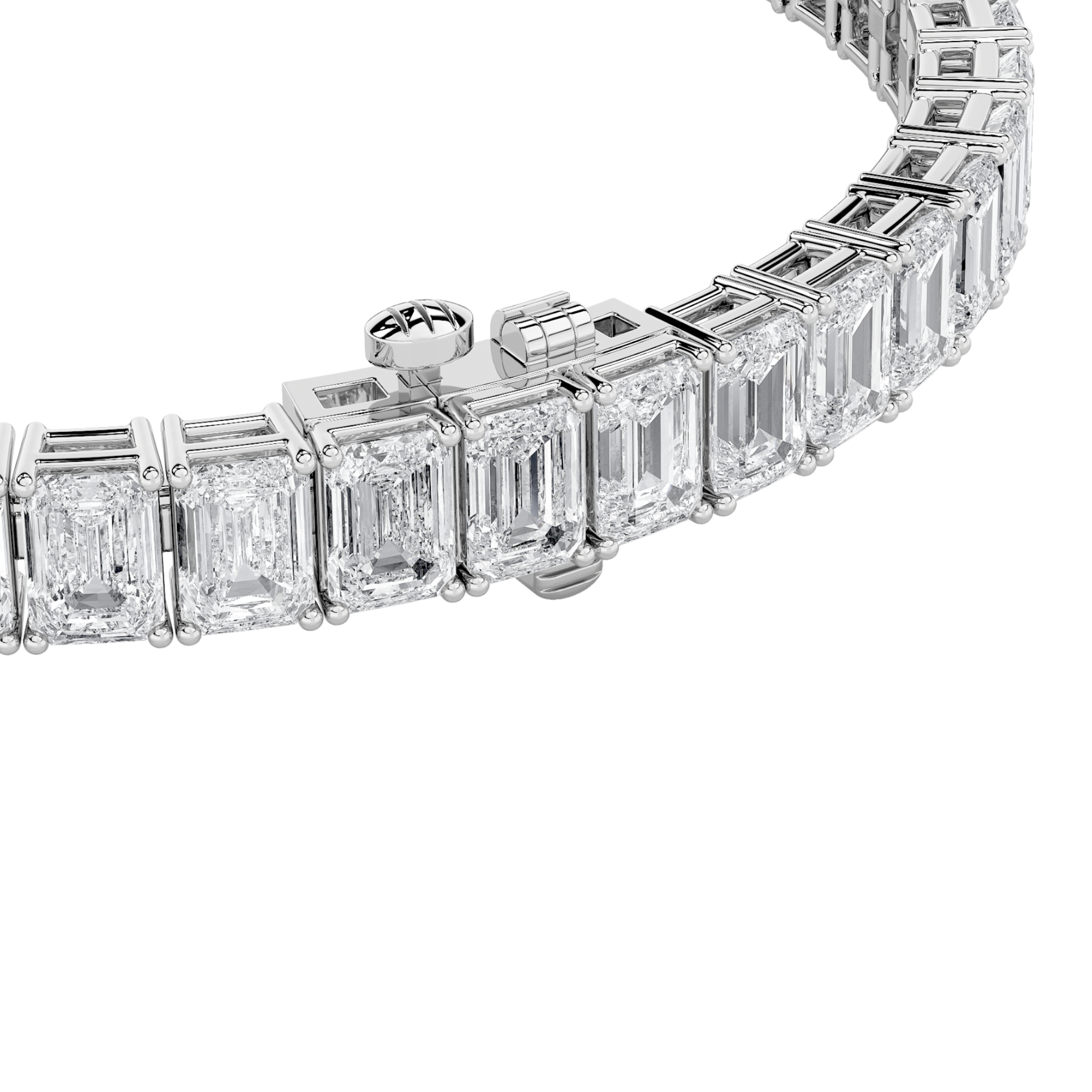 Emerald Shaped Lab Grown Diamond (F/VS) East West Line Bracelet in 14K Gold