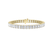 Emerald Shaped Lab Grown Diamond (F/VS) East West Line Bracelet in 14K Gold