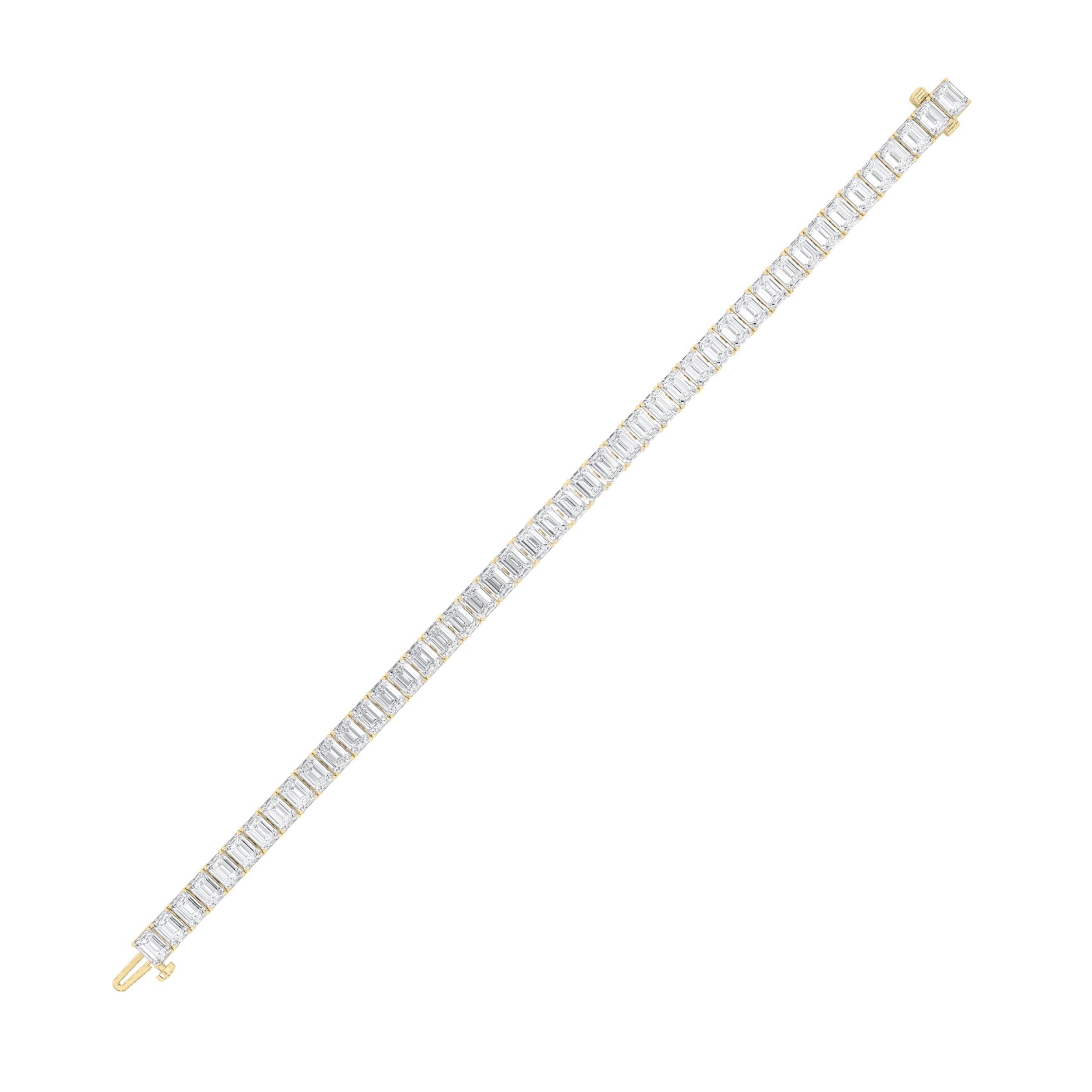 Emerald Shaped Lab Grown Diamond (F/VS) East West Line Bracelet in 14K Gold