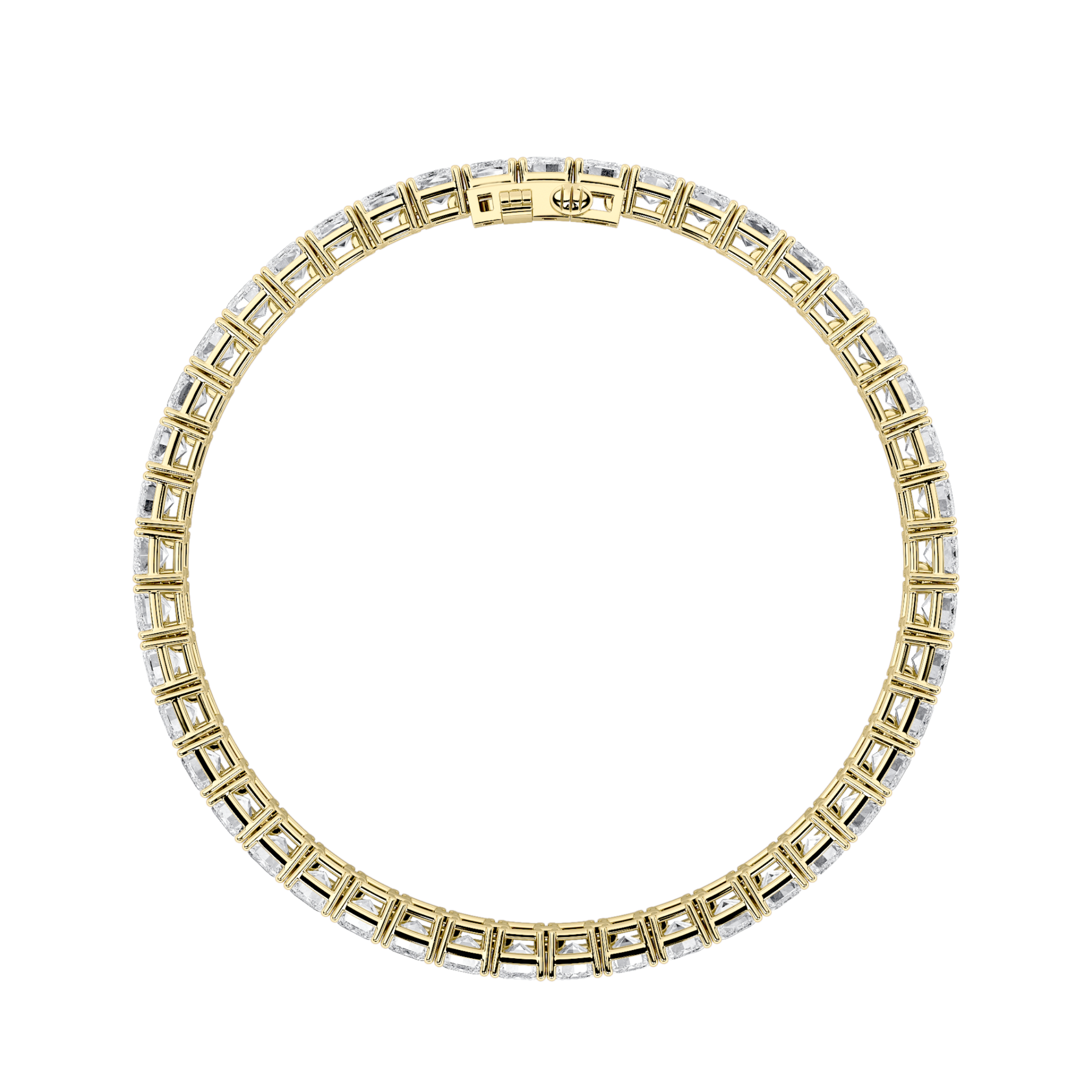 Emerald Shaped Lab Grown Diamond (F/VS) East West Line Bracelet in 14K Gold