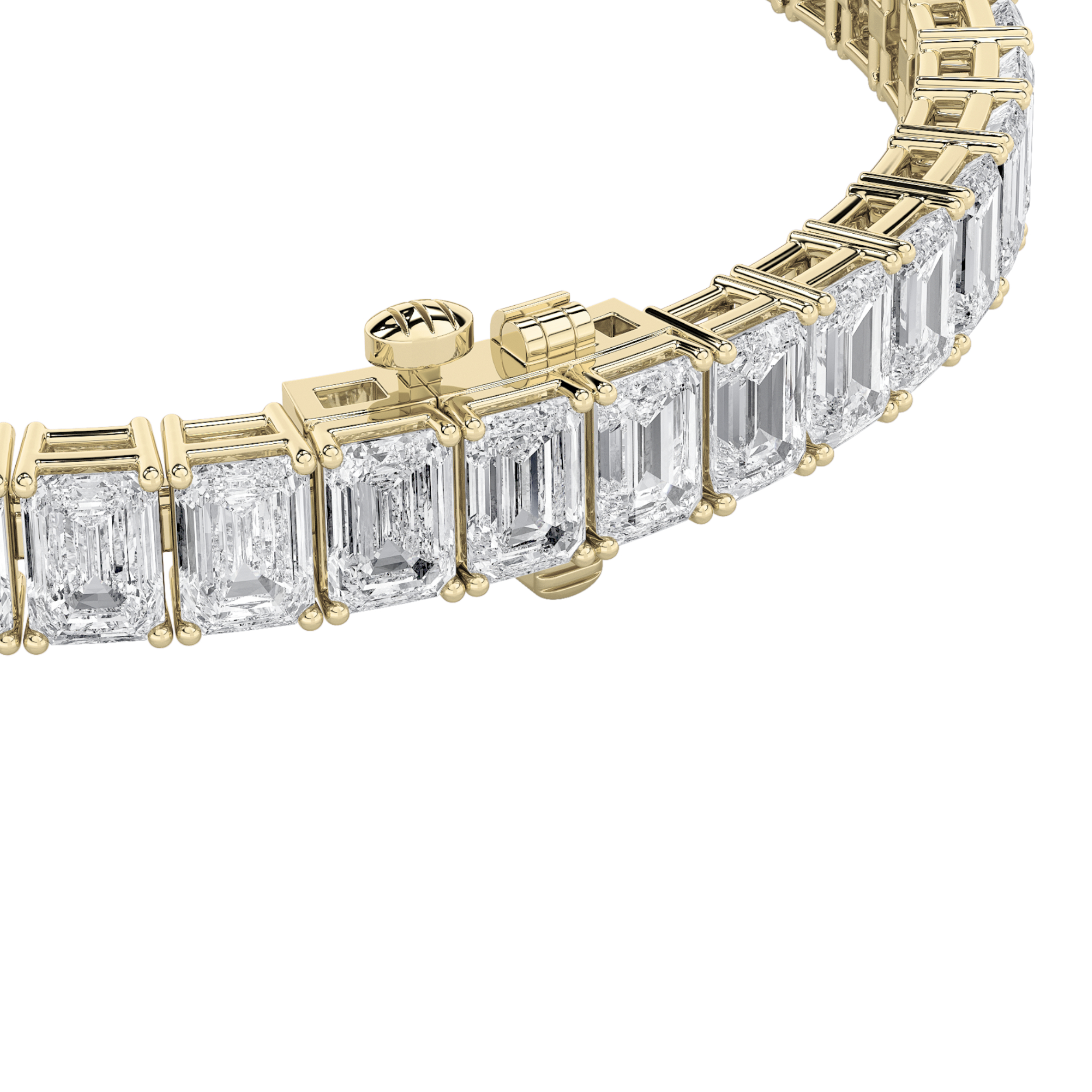 Emerald Shaped Lab Grown Diamond (F/VS) East West Line Bracelet in 14K Gold