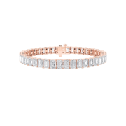 Emerald Shaped Lab Grown Diamond (F/VS) East West Line Bracelet in 14K Gold