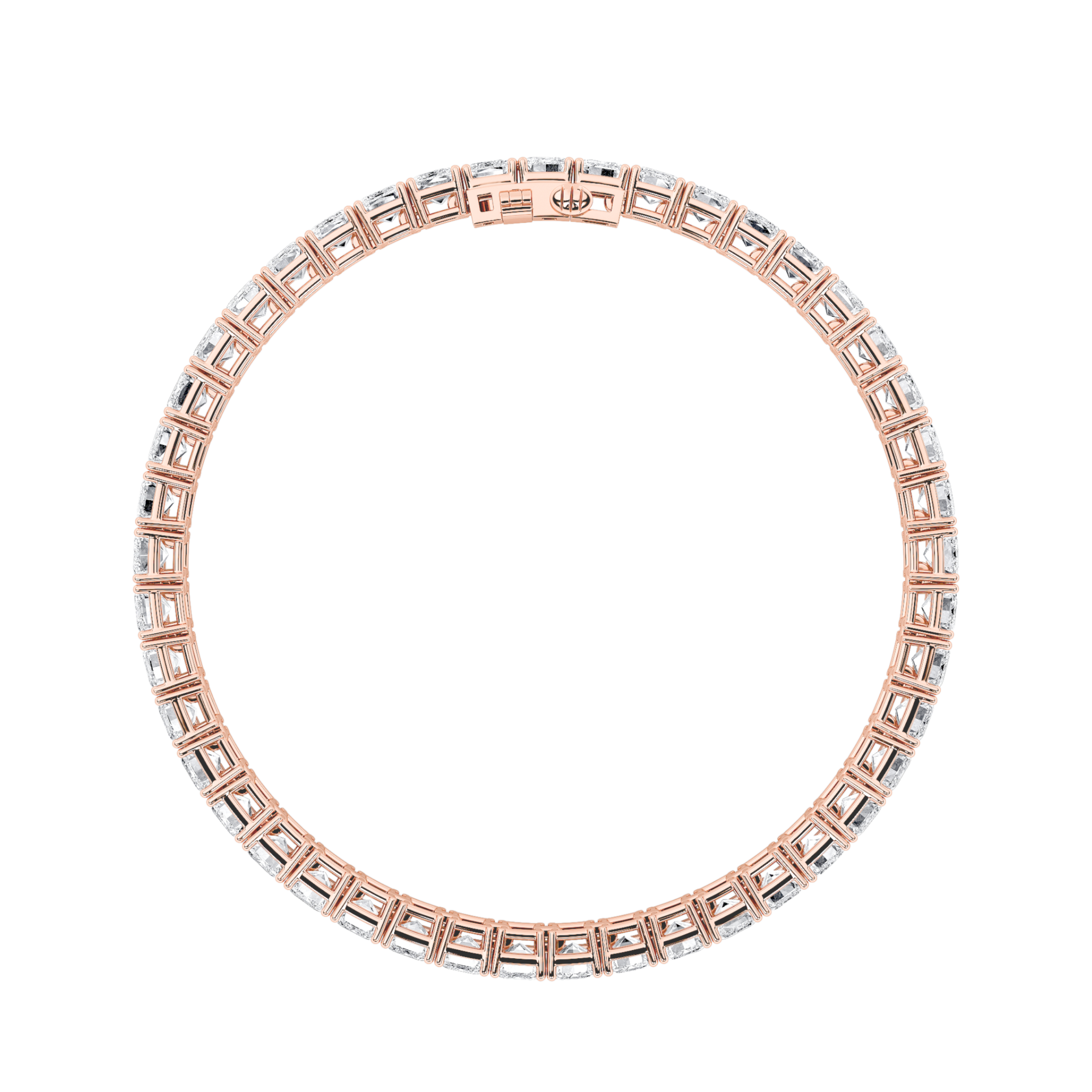 Emerald Shaped Lab Grown Diamond (F/VS) East West Line Bracelet in 14K Gold