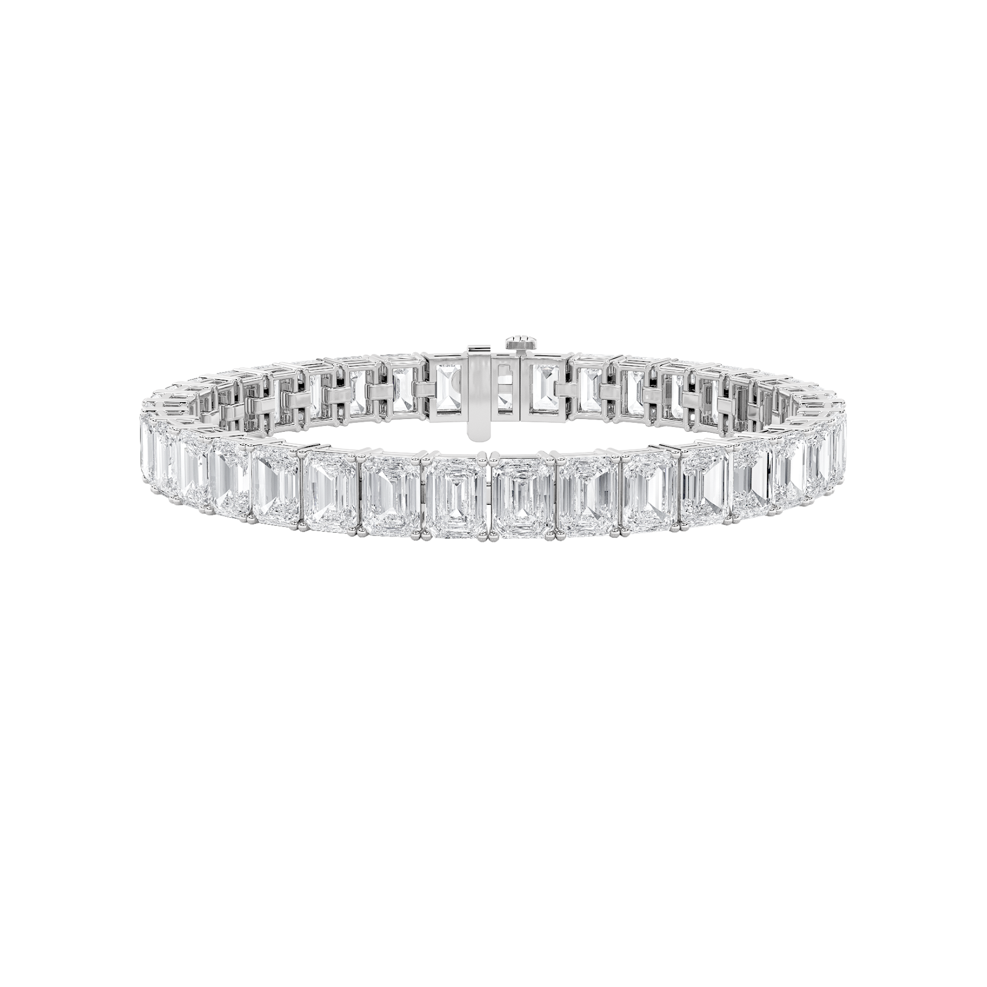 Emerald Shaped Lab Grown Diamond (F/VS) East West Line Bracelet in 14K Gold