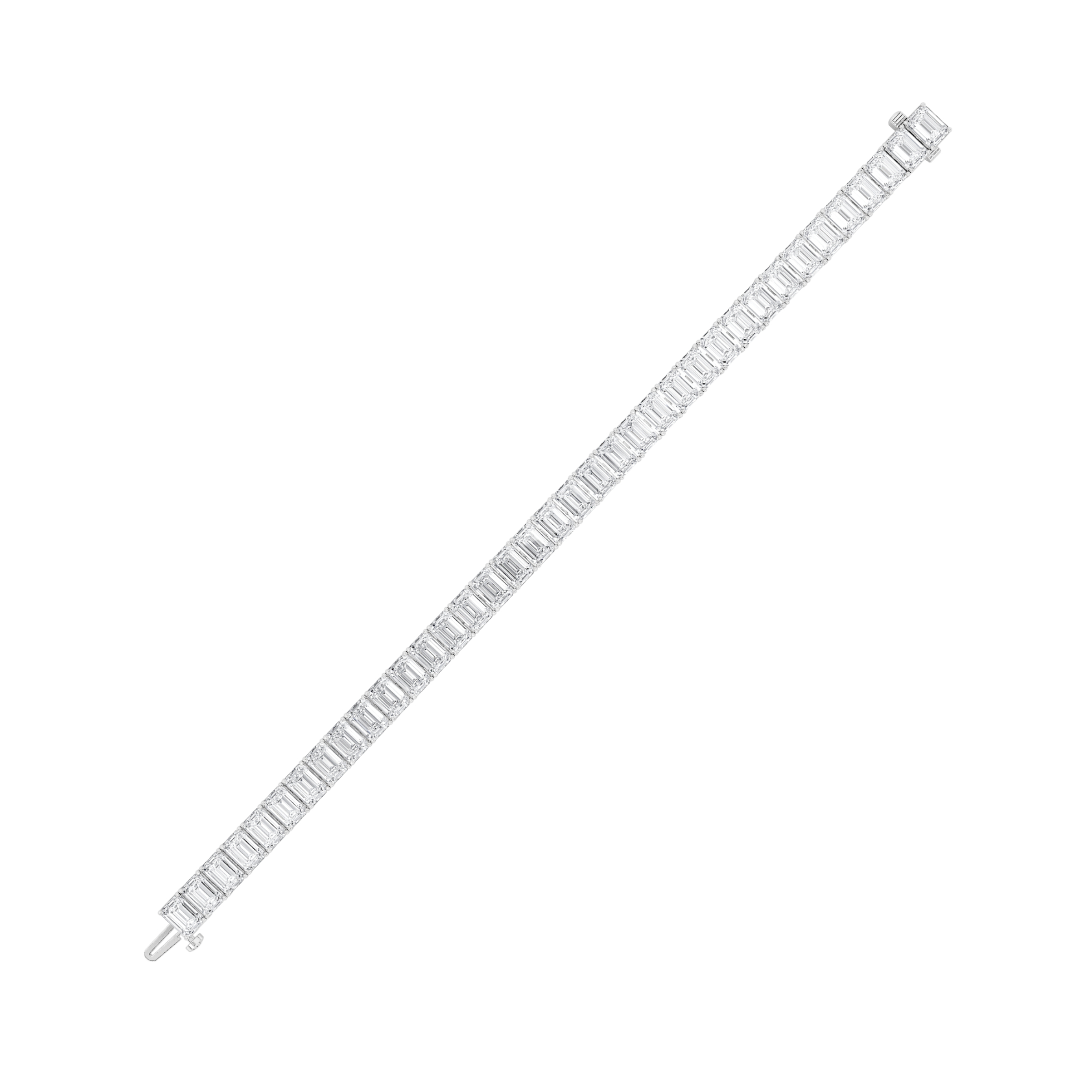 Emerald Shaped Lab Grown Diamond (F/VS) East West Line Bracelet in 14K Gold