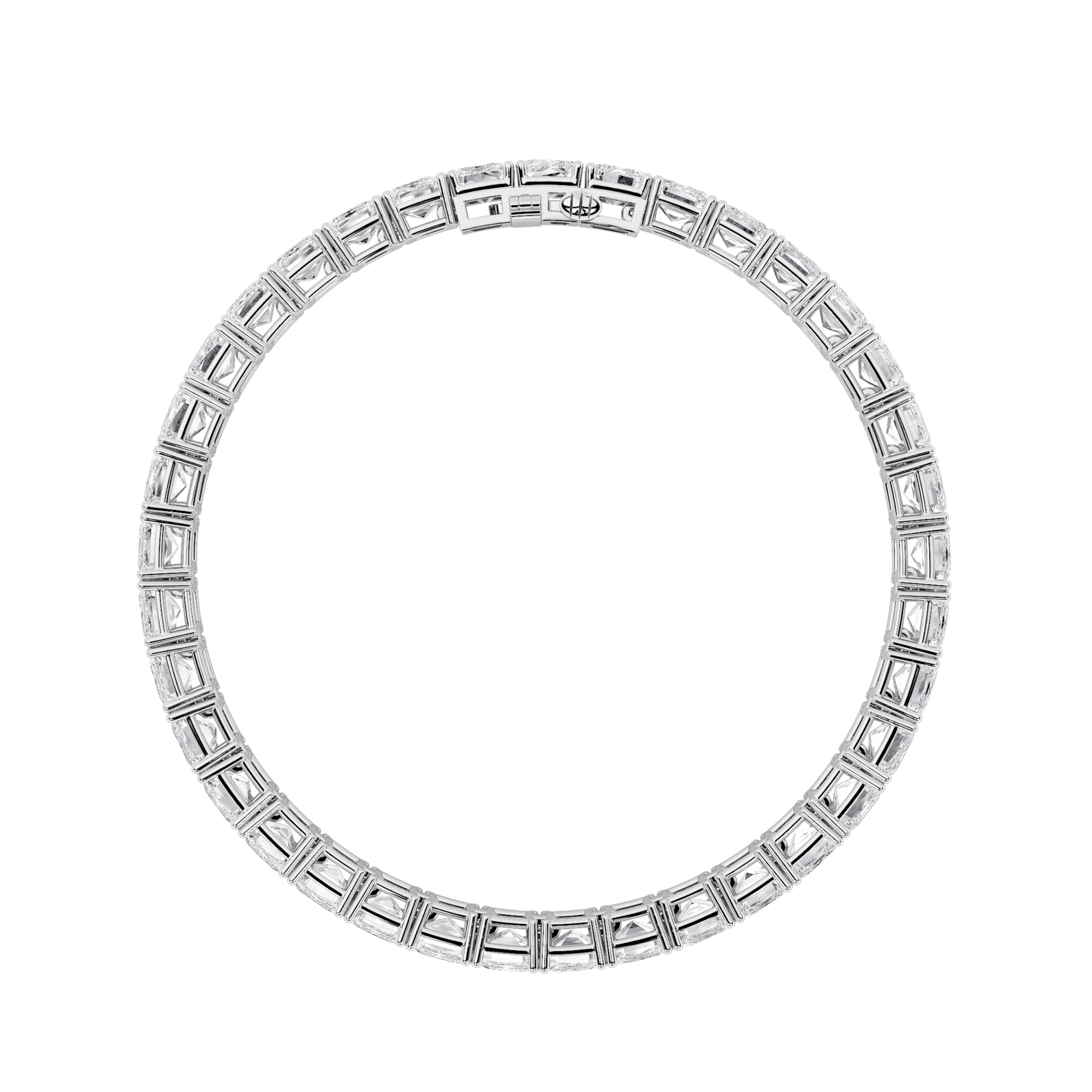 Emerald Shaped Lab Grown Diamond (F/VS) East West Line Bracelet in 14K Gold