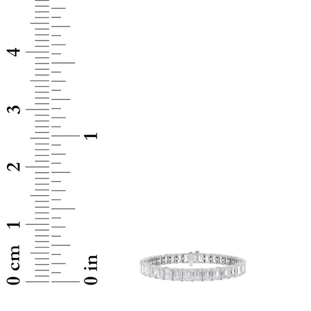 Emerald Shaped Lab Grown Diamond (F/VS) East West Line Bracelet in 14K Gold