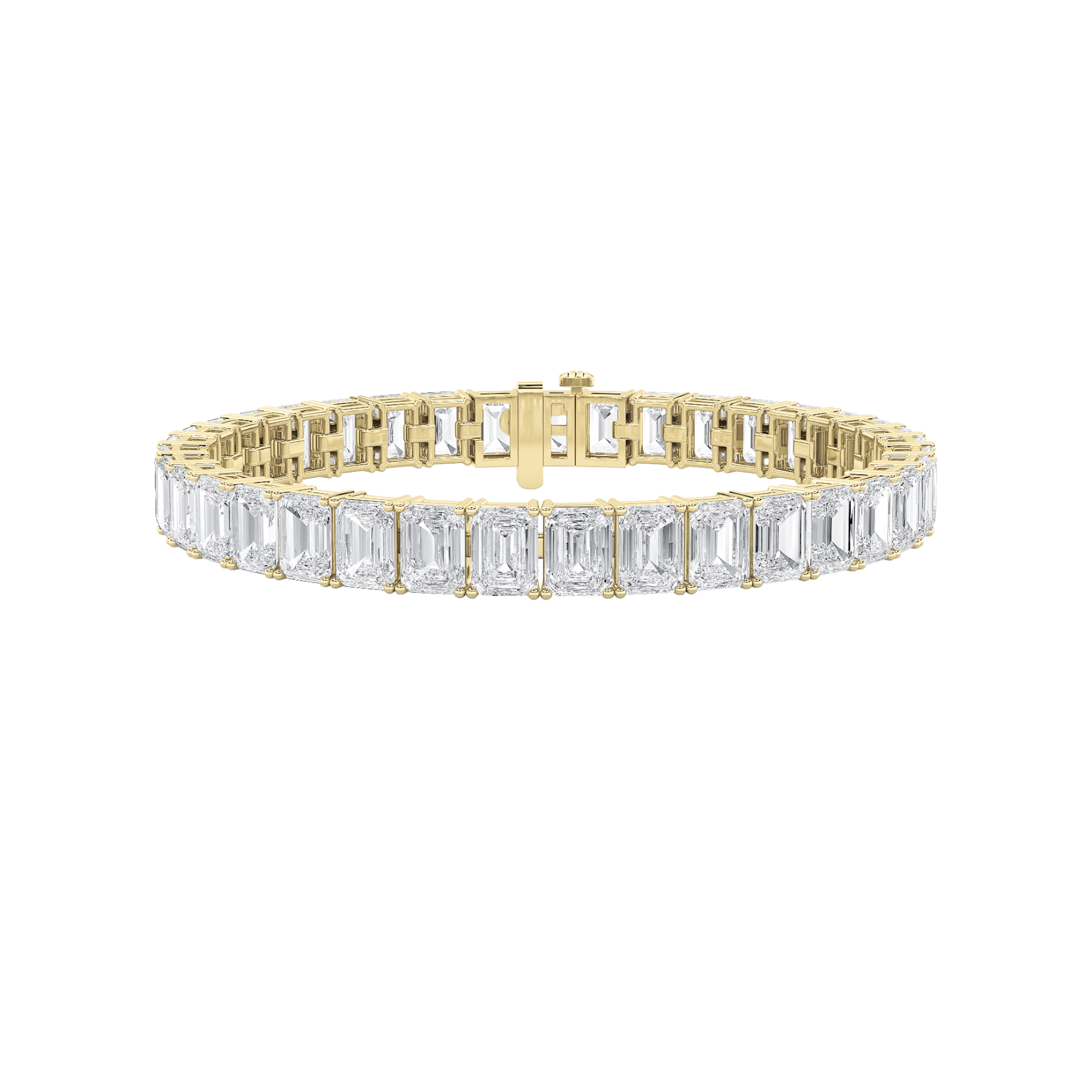 Emerald Shaped Lab Grown Diamond (F/VS) East West Line Bracelet in 14K Gold