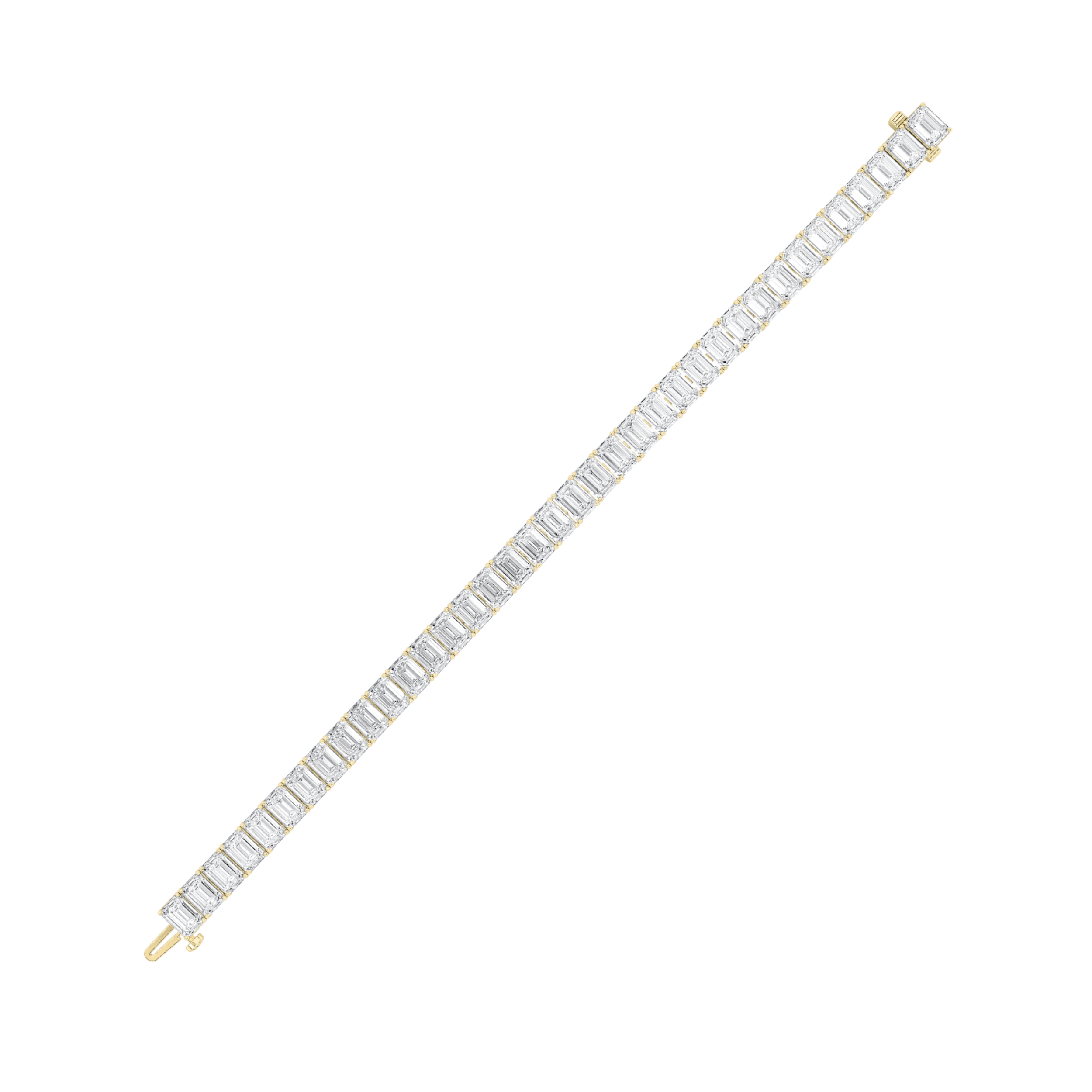 Emerald Shaped Lab Grown Diamond (F/VS) East West Line Bracelet in 14K Gold