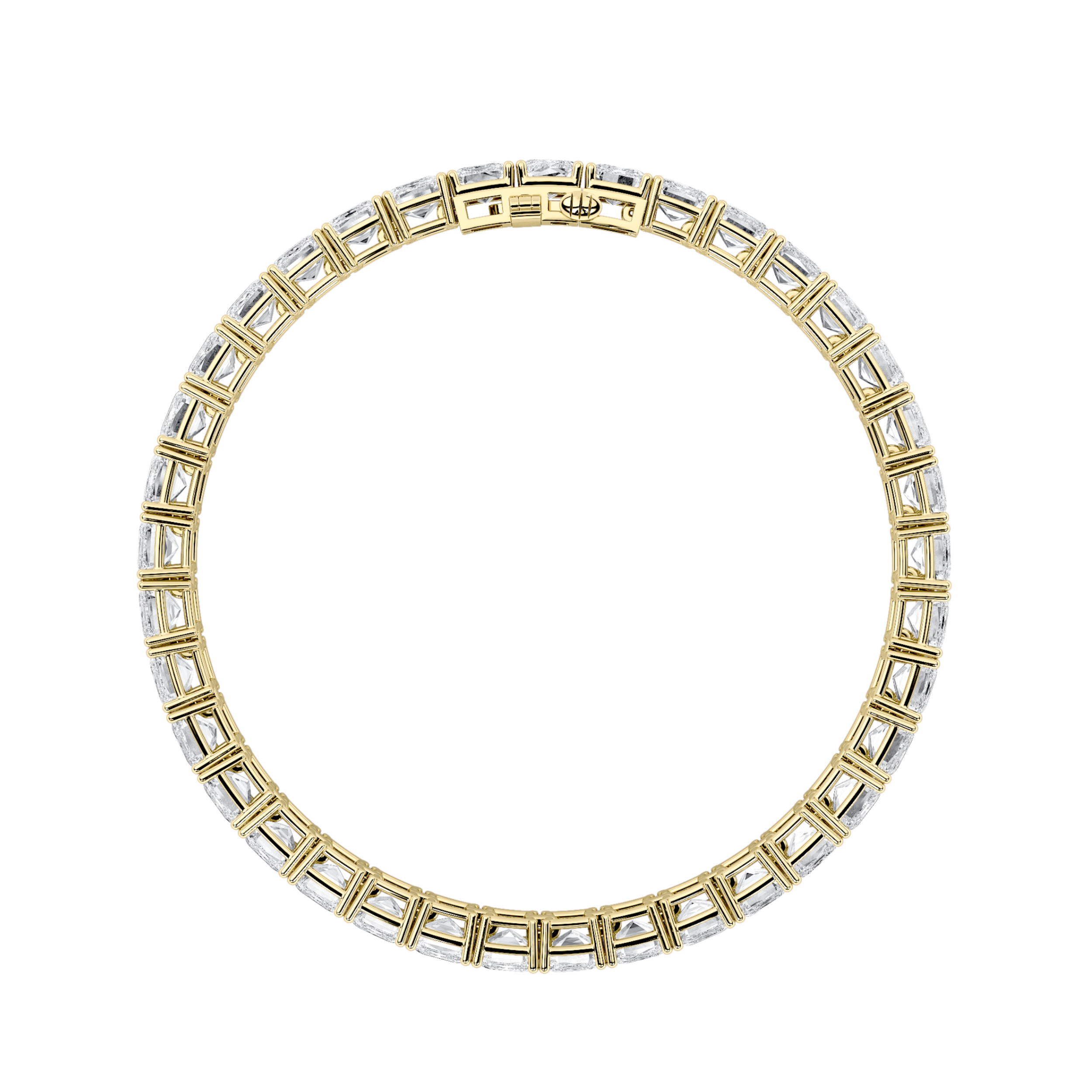Emerald Shaped Lab Grown Diamond (F/VS) East West Line Bracelet in 14K Gold