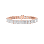 Emerald Shaped Lab Grown Diamond (F/VS) East West Line Bracelet in 14K Gold