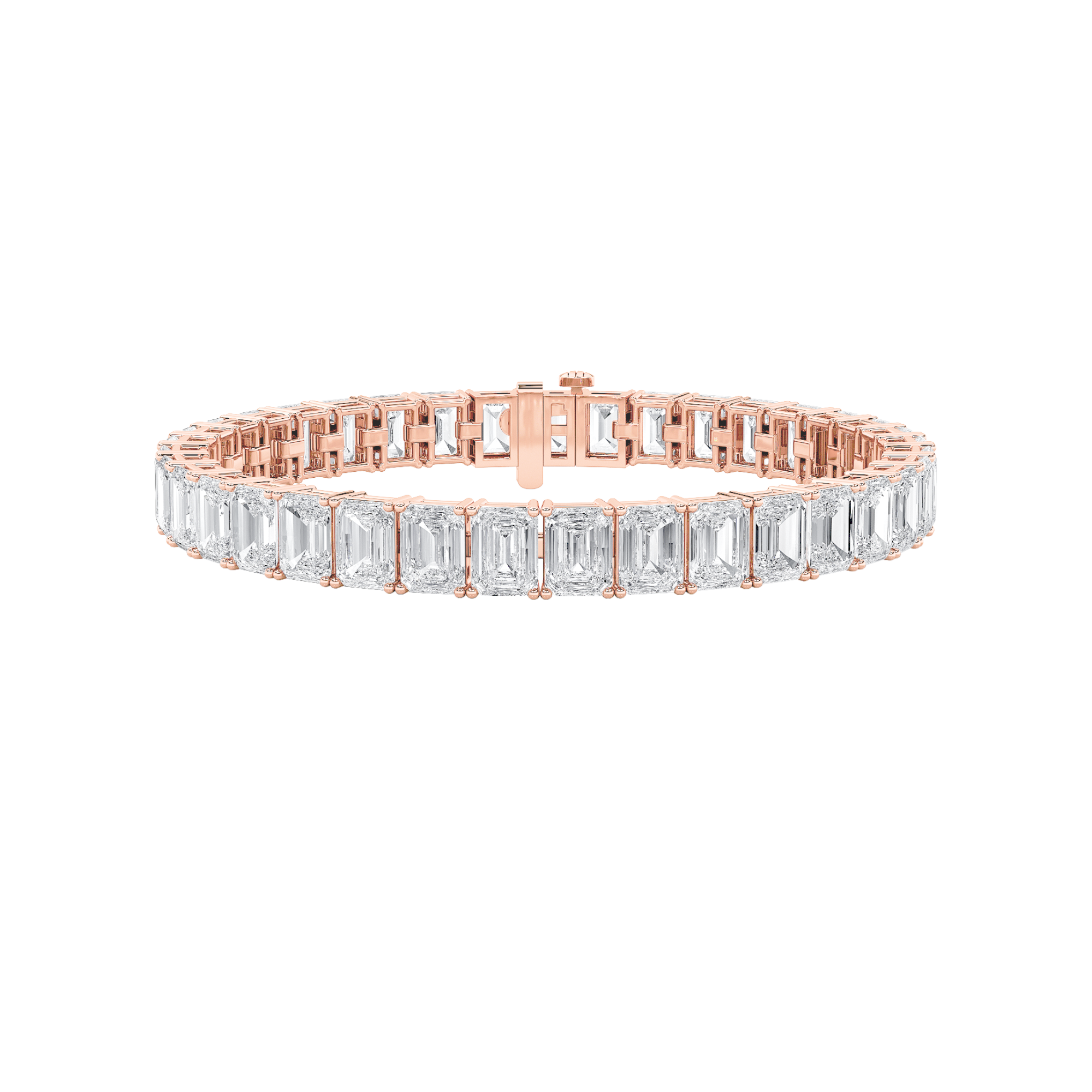 Emerald Shaped Lab Grown Diamond (F/VS) East West Line Bracelet in 14K Gold