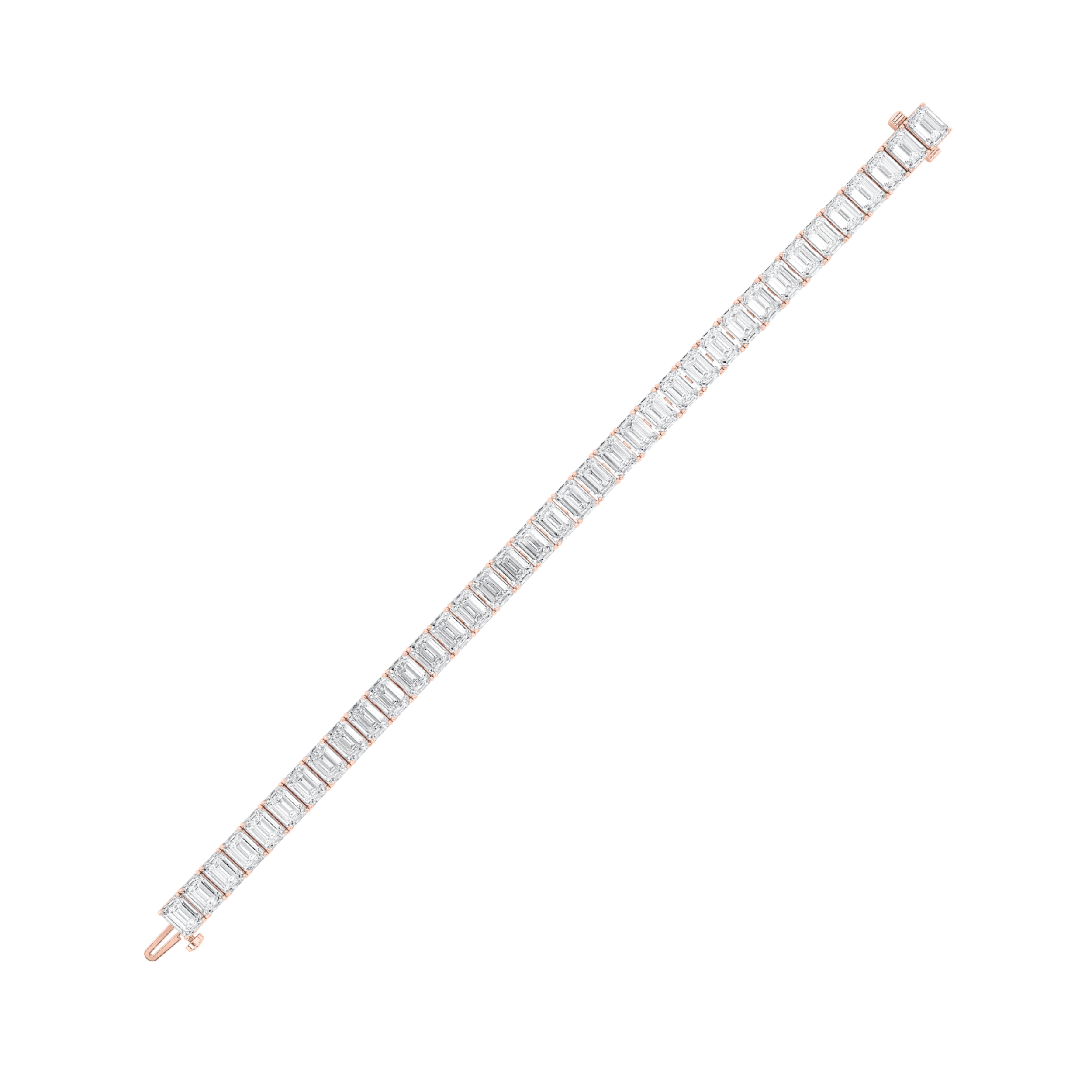 Emerald Shaped Lab Grown Diamond (F/VS) East West Line Bracelet in 14K Gold