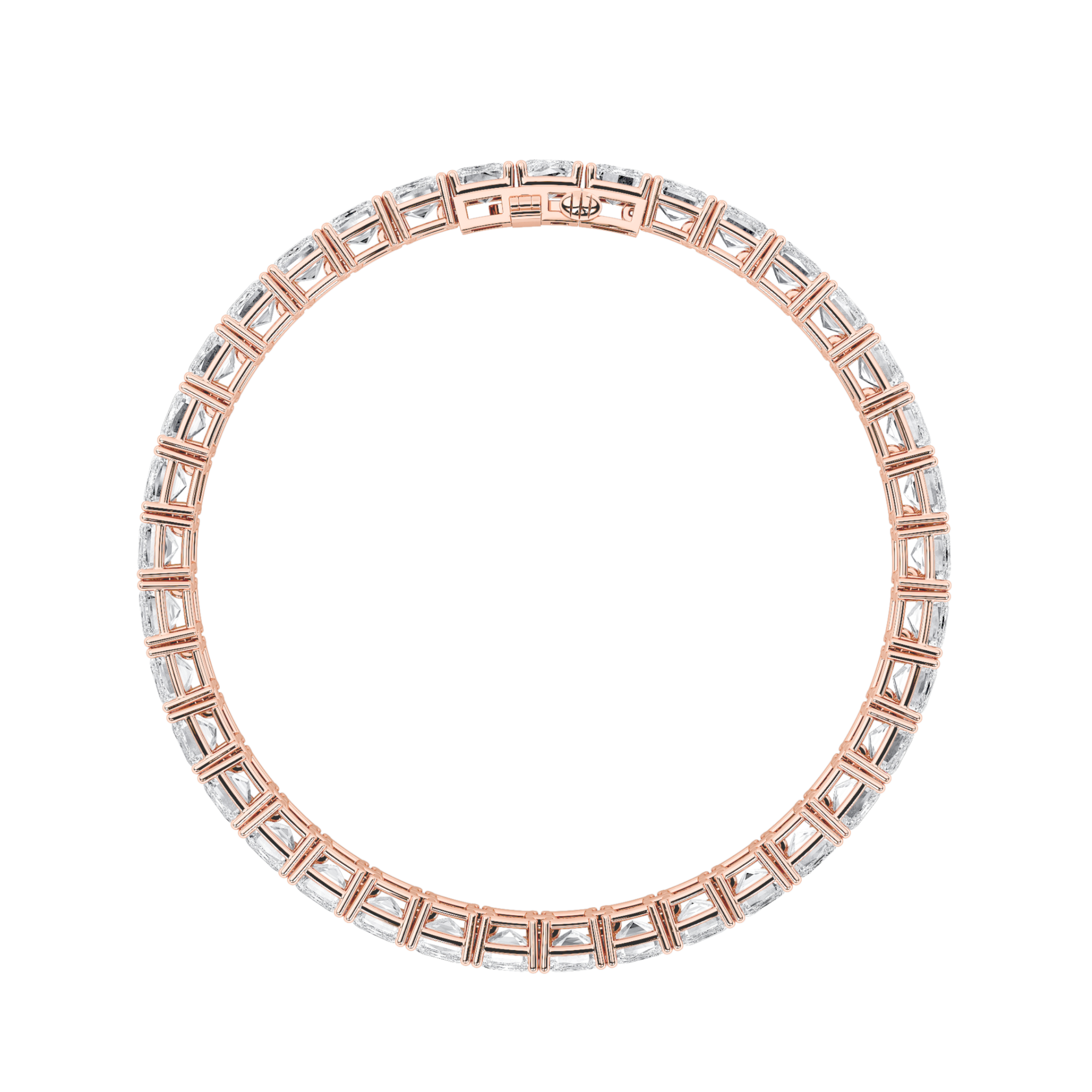 Emerald Shaped Lab Grown Diamond (F/VS) East West Line Bracelet in 14K Gold