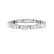Emerald Shaped Lab Grown Diamond (F/VS) East West Line Bracelet in 14K Gold