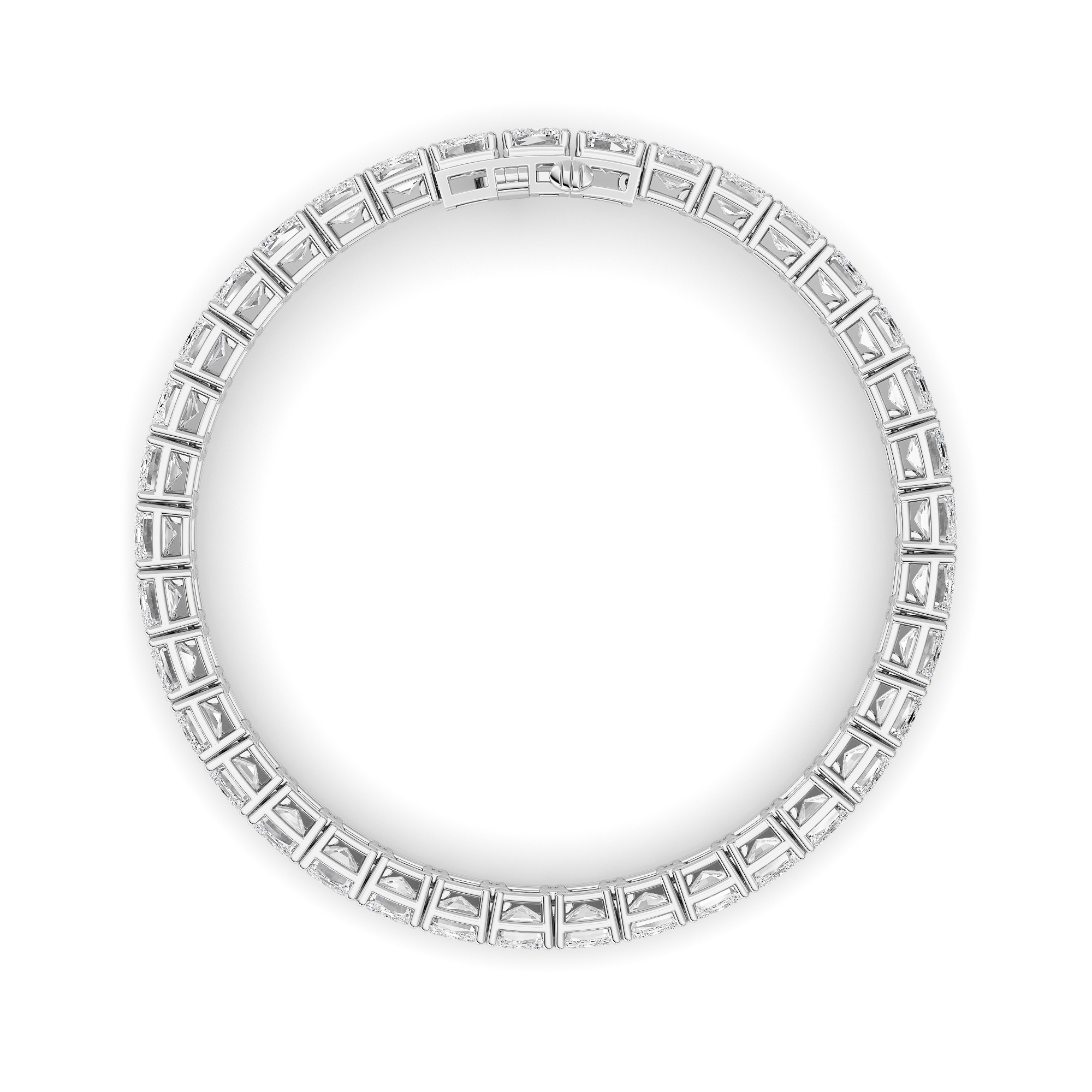 Emerald Shaped Lab Grown Diamond (F/VS) East West Line Bracelet in 14K Gold