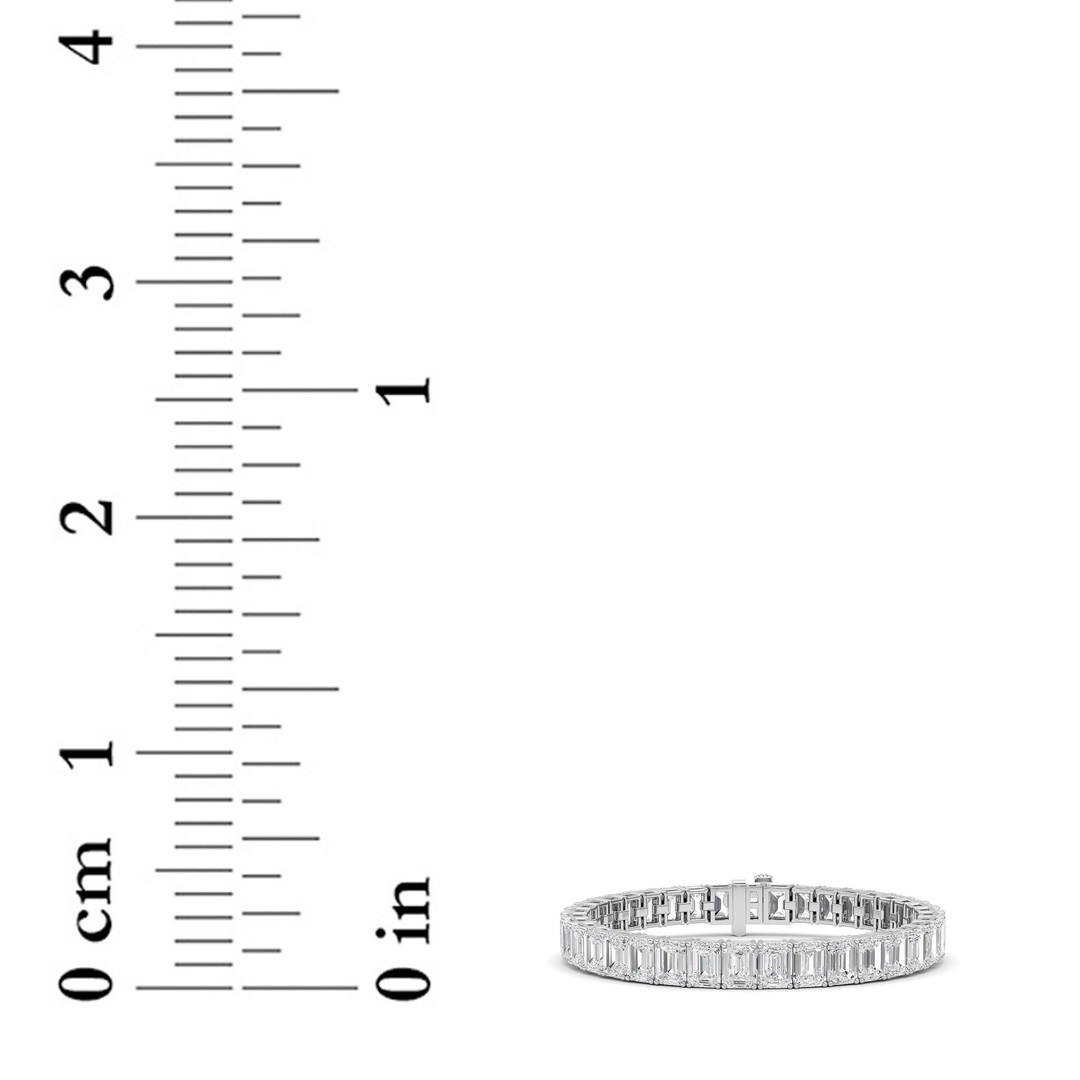 Emerald Shaped Lab Grown Diamond (F/VS) East West Line Bracelet in 14K Gold
