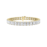 Emerald Shaped Lab Grown Diamond (F/VS) East West Line Bracelet in 14K Gold