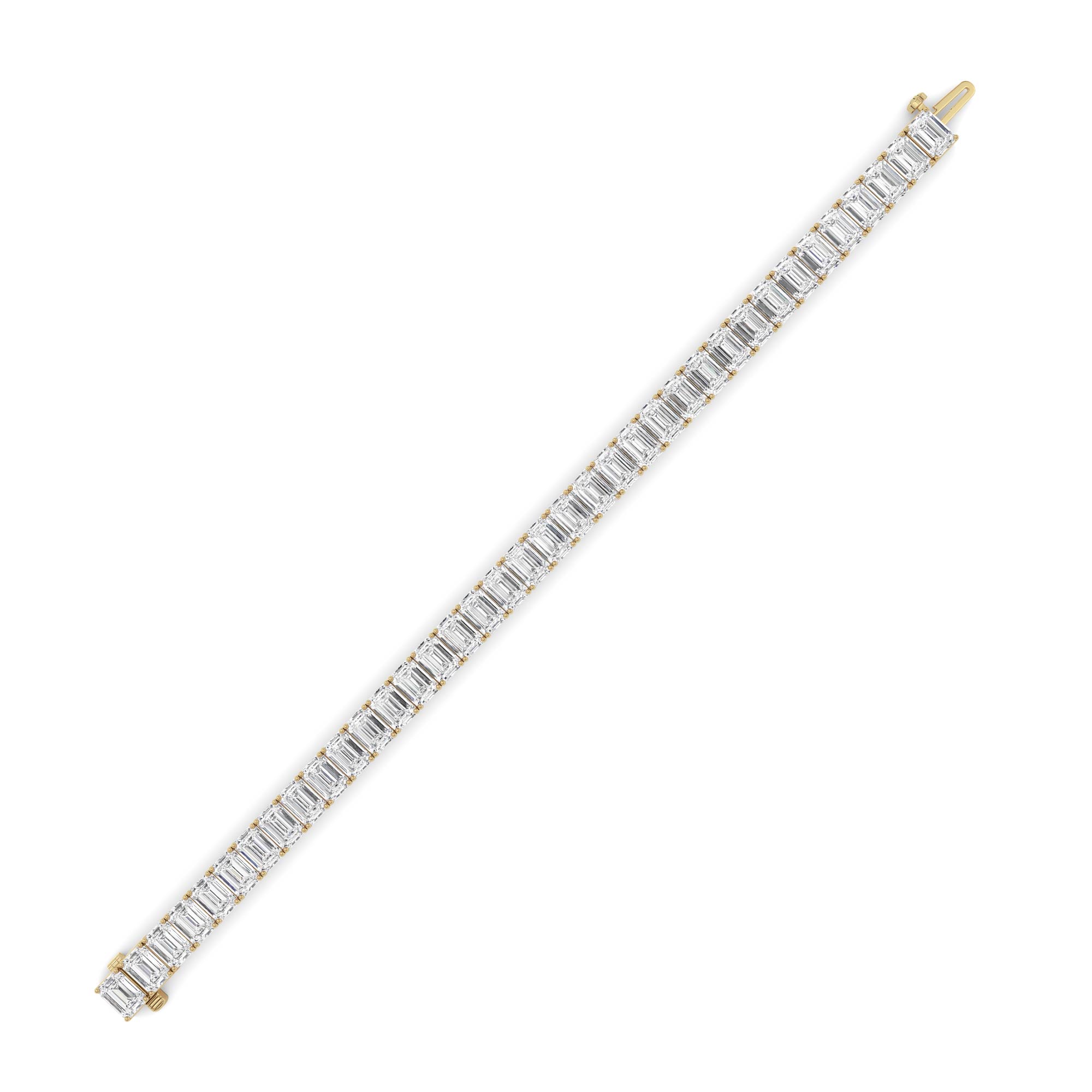 Emerald Shaped Lab Grown Diamond (F/VS) East West Line Bracelet in 14K Gold