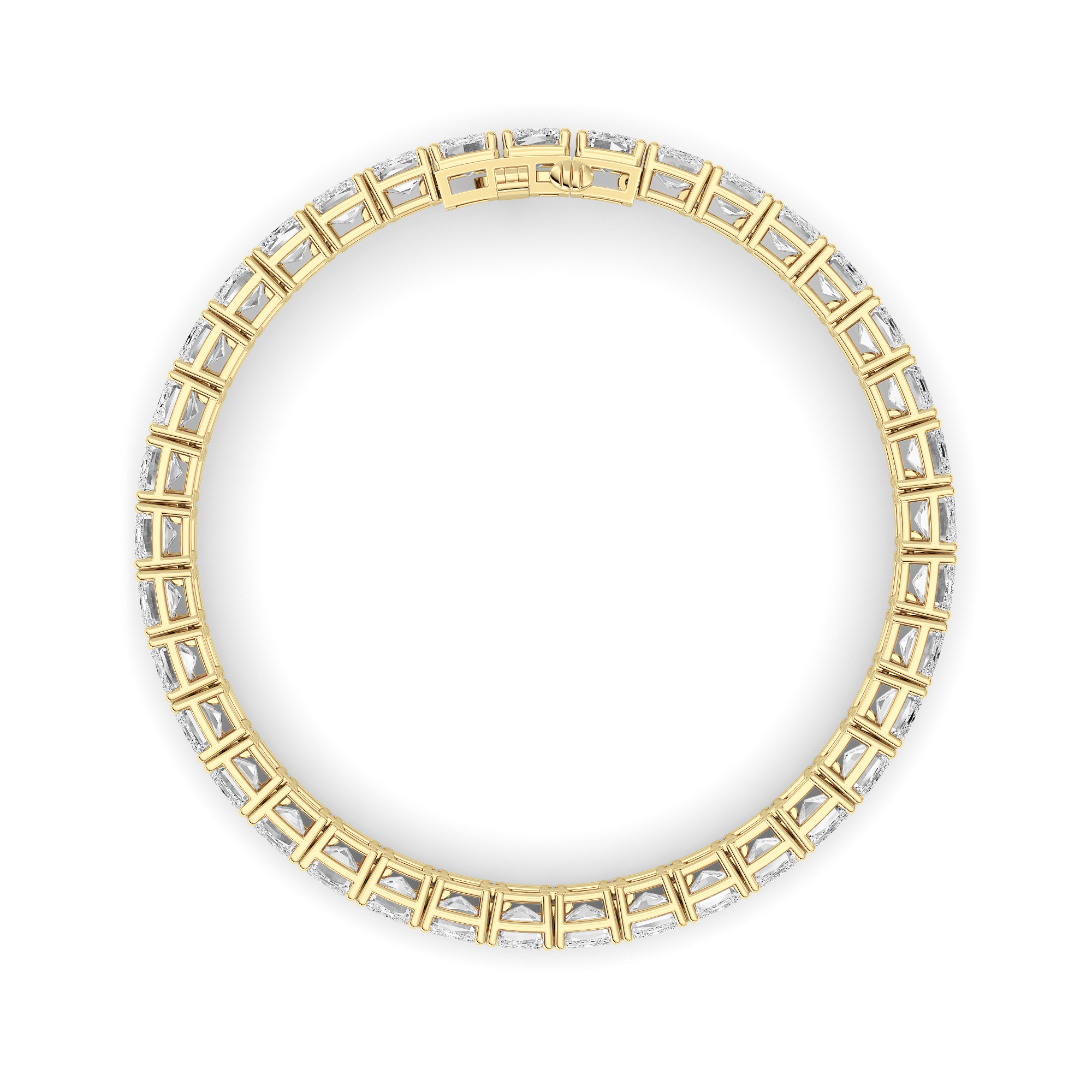 Emerald Shaped Lab Grown Diamond (F/VS) East West Line Bracelet in 14K Gold