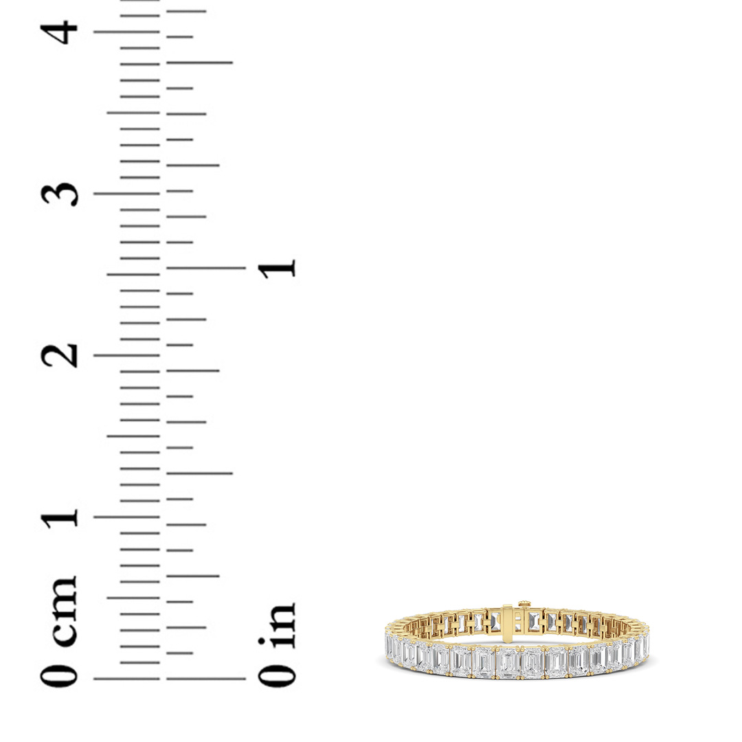 Emerald Shaped Lab Grown Diamond (F/VS) East West Line Bracelet in 14K Gold