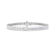 Emerald Shaped Lab Grown Diamond (F/VS) East West Station Bracelet in 14K Gold