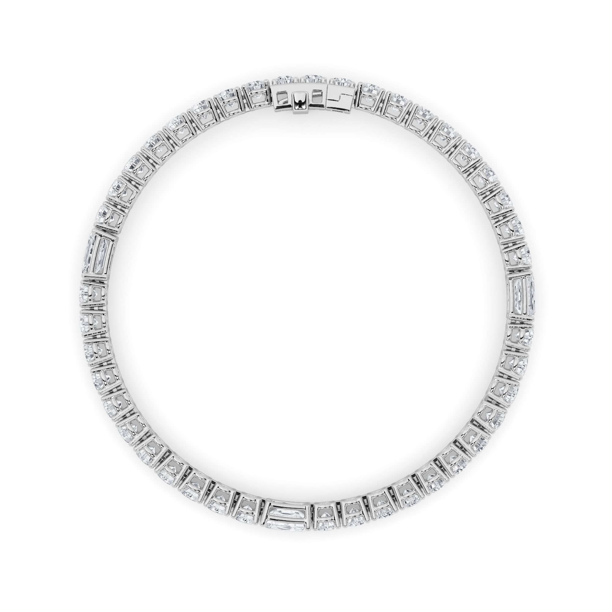 Emerald Shaped Lab Grown Diamond (F/VS) East West Station Bracelet in 14K Gold